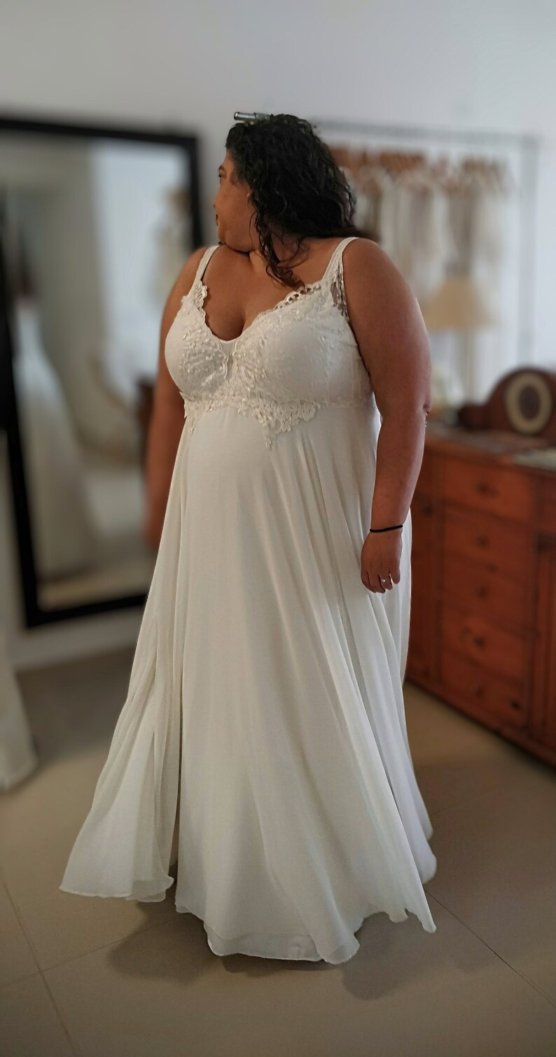 Boho Bride: Plus Size Wedding Dress, Flowy White Gown image 1
