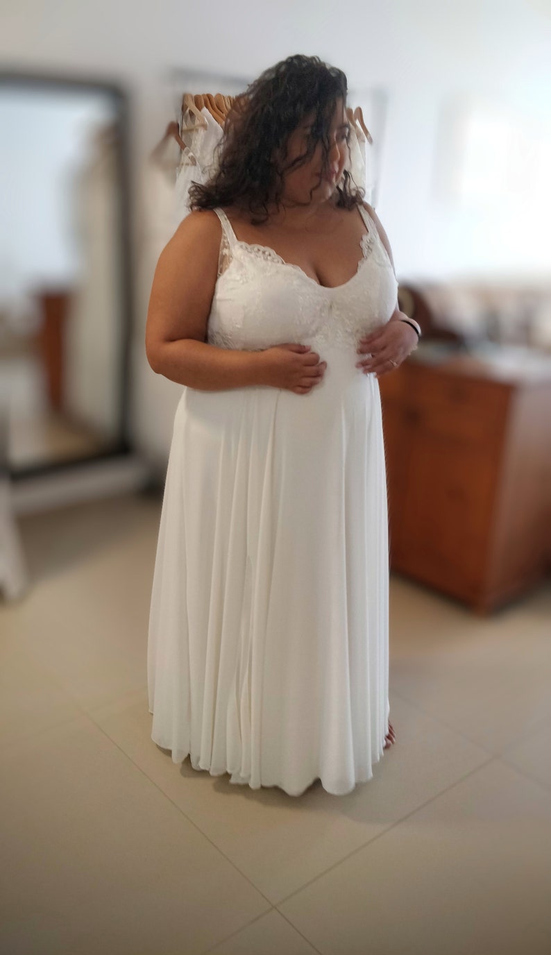 Boho Bride: Plus Size Wedding Dress, Flowy White Gown image 2