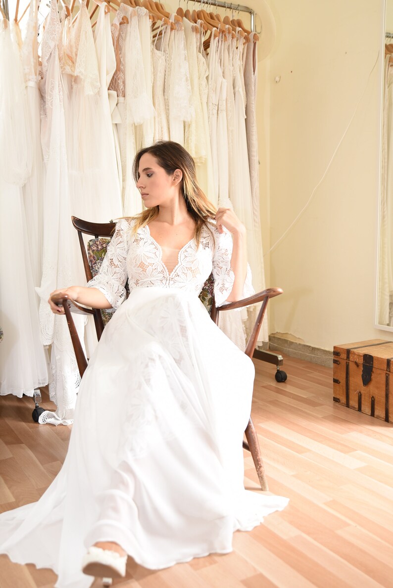 Polka dot wedding dress lace bridal dress image 8