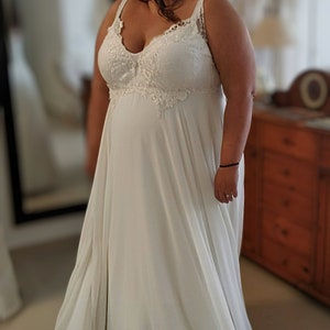 Boho Bride: Plus Size Wedding Dress, Flowy White Gown image 6