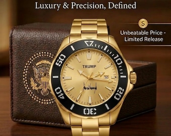 Donald Trump Signature Watch - Gold-Black Dial, Gold Tone, Date Window.