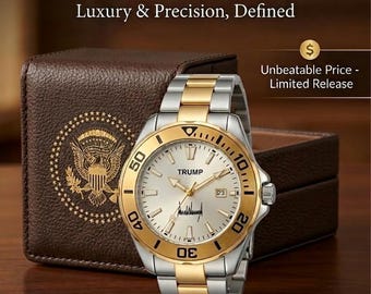 Donald Trump Signature Watch - Gold Dial, Two-tone (Gold & Silver), Date Window.