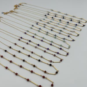 Gold-Filled Gemstone Link Necklace 16-17 inches