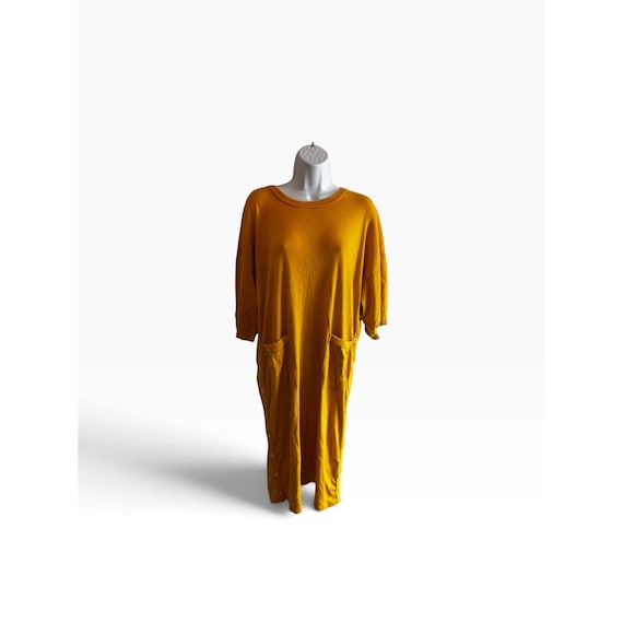 Sonia Rykiel, Vintage 90s Sonia Rykiel T-Shirt Dress 1 Mustard Yellow Pocket French