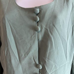 Vintage Adrianna Papell 100% Silk Blazer Green Size 12 80s 90s Career Workwear image 2