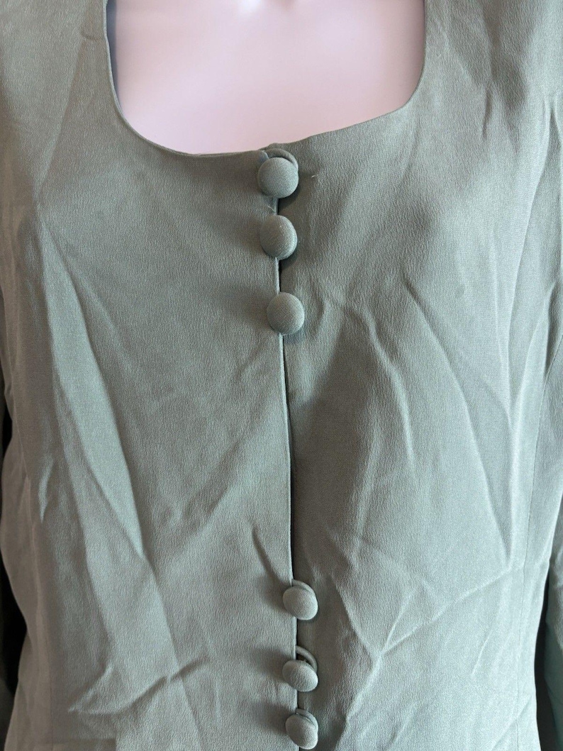 Vintage Adrianna Papell 100% Silk Blazer Green Size 12 80s 90s Career Workwear image 2