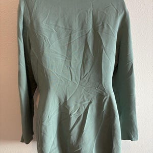 Vintage Adrianna Papell 100% Silk Blazer Green Size 12 80s 90s Career Workwear image 4