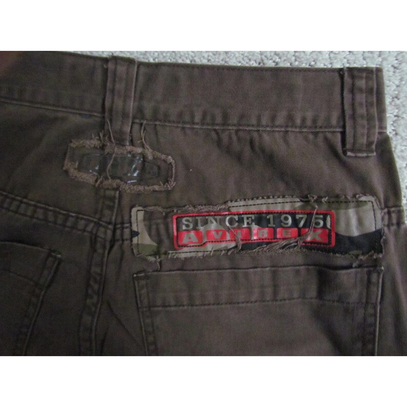 Calça cargo vintage Avirex Y2K tamanho 30W marrom streetwear folgada utilitária perna larga imagem 7