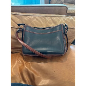 Brighton Shoulder Bag Small Black Brown Leather Croco Trim Vintage Crossbody image 2