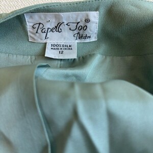 Vintage Adrianna Papell 100% Silk Blazer Green Size 12 80s 90s Career Workwear image 5