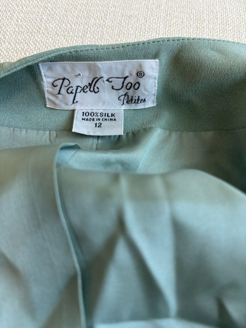 Vintage Adrianna Papell 100% Silk Blazer Green Size 12 80s 90s Career Workwear image 5