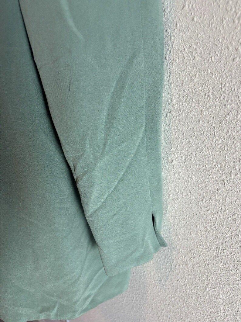 Vintage Adrianna Papell 100% Silk Blazer Green Size 12 80s 90s Career Workwear image 3