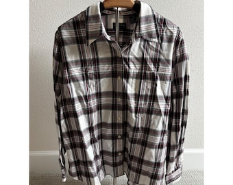 Vintage jaren 90 Y2K Liz Claiborne Lizsport geruit shirt XL flanel rood zwart wit