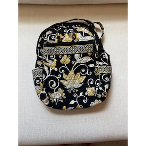Vera Bradley Black Paisley Drawstring Backpack with Brown, Blue & Gold Accents Vera bradley black paisley - Gem main image 4