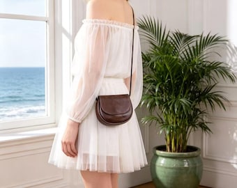 Mini bolso bandolera de cuero hecho a mano / Bolso bandolera vintage / Bolso de hombro pequeño / Regalo para mamá / Mini bolso compacto / Bolso de mujer moderno