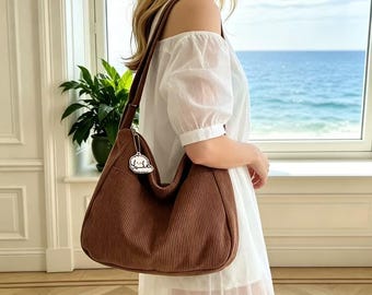 Bolso hobo de pana / bolso de hombro holgado, bolso casual para el día a día, bolso cruzado, bolso hobo casual, bolso de compras, bolso de hombro, bolso de mano para el día a día con/regalo