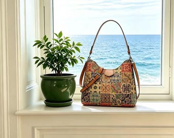 Bolso bandolera de corcho: Bolso de corteza natural vegano estilo boho chic – Bolso bandolera vegano – Bolso bandolera de corcho – Regalo para el Día de la Madre – Regalo para ella