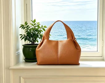 Bolso estructurado de piel con asa superior, bolso cruzado, bolso de diseñador para mujer, bolso de hombro, bolso tote informal con asa superior para el trabajo y uso diario.