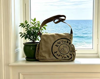 Bolso bandolera de lona, bolso cruzado para mujer, bolso de hombro grande, bolso para portátil, bolso de uso diario con bolsillos, bolso escolar estético de color liso