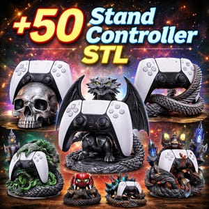 50 Controller Stand STL Bundle | PS5 Holder STL | Gaming Controller Stand 3D Print Files | Instant Download