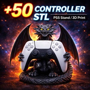 Pacote de arquivos STL para impressão 3D de suporte para controle – Suporte para PS5 – Suporte para controle de jogos – Organizador de mesa – Arquivos para impressão 3D