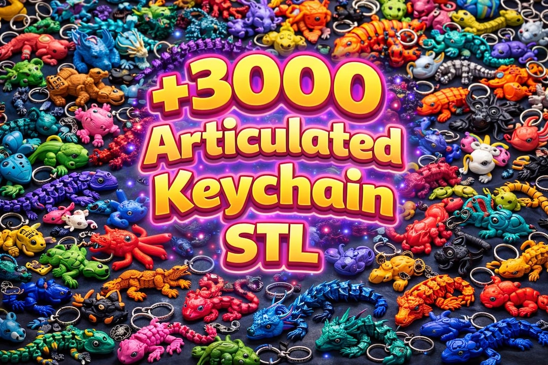 Key Chain File 3000 Articulated Keychain STL Bundle – 3D Print Keychain Files – Flexi ...