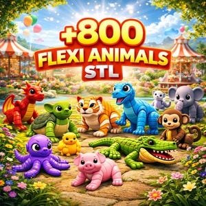800 Flexi Animals STL Bundle | Articulated Animal STL Files | 3D Print Files | Instant Download | Fidget Toys STL Pack