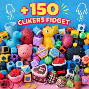150+ Fidget Clickers STL Bundle – Fun 3D Printable Fidget Toys Pack – Push Click Pop Gadgets Collection for 3D Printing