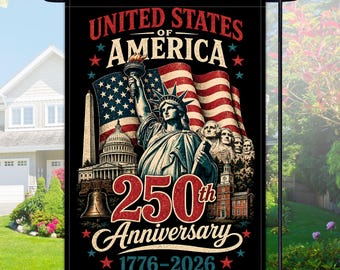USA 250th Anniversary Garden Flag, 1776-2026 Patriotic Yard Decor, American Flag Banner, Liberty Bell Mount Rushmore History Gift
