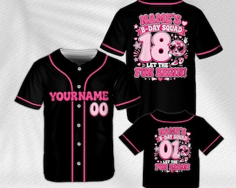 Personalized Name Birthday Jersey, Pink Disco Birthday Shirt, Custom Kids Birthday Outfit, Adult Birthday Squad Jersey, Retro Party Shirt