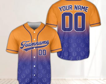Custom Baseball Jersey Personalized Team Name Number, Unisex Ombre Baseball Shirt for Men Women, Custom Birthday Gift, Sports Uniform