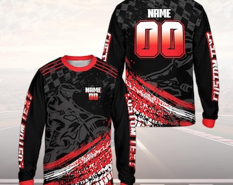 Custom Motocross Long Sleeve Shirt, Personalized Dirt Bike Jersey with Name and Number, Racing Team Shirt, Unisex Off-Road Biker Gift
