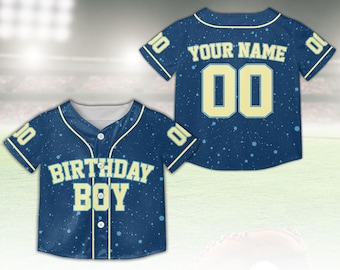 Personalized Baseball Jersey for Boy, Splatter Print Birthday Shirt, Custom Youth Baseball Shirt, Baseball Party Outfit, Toddler Jersey