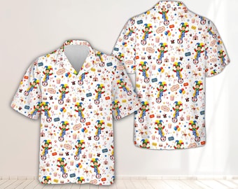 Custom Face Circus Hawaiian Shirt, Personalized Clown Jester Carnival Shirt Photo, Funny Birthday Party Outfit, Unisex Summer Button Down