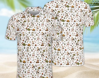 Camping Duck Polo Shirt, Funny Duck Camper Golf Shirt, Outdoor Adventure Unisex Polo, Cute Duck Gift for Men Women Kids, Summer Beach Top