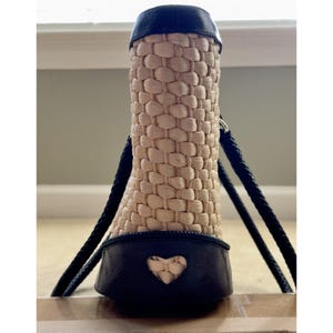 Brighton Vintage Straw Leather Tote, Floral Print Lined Purse With Dust Bag image 7