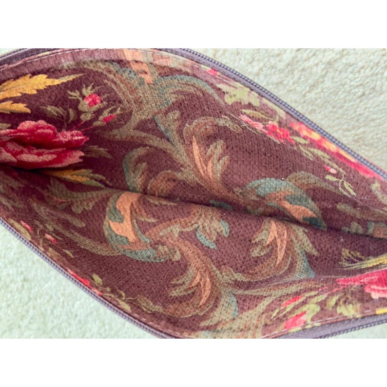 Brighton Vintage Straw Leather Tote, Floral Print Lined Purse With Dust Bag image 4