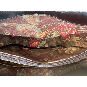 Brighton Vintage Straw Leather Tote, Floral Print Lined Purse With Dust Bag image 15