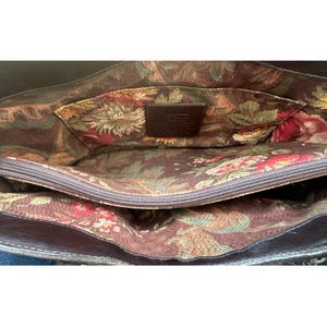 Brighton Vintage Straw Leather Tote, Floral Print Lined Purse With Dust Bag image 14