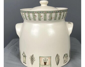 Pfaltzgraff Naturewood LargeCanister WLid Handles Vintage Cottage Kitchen Decor