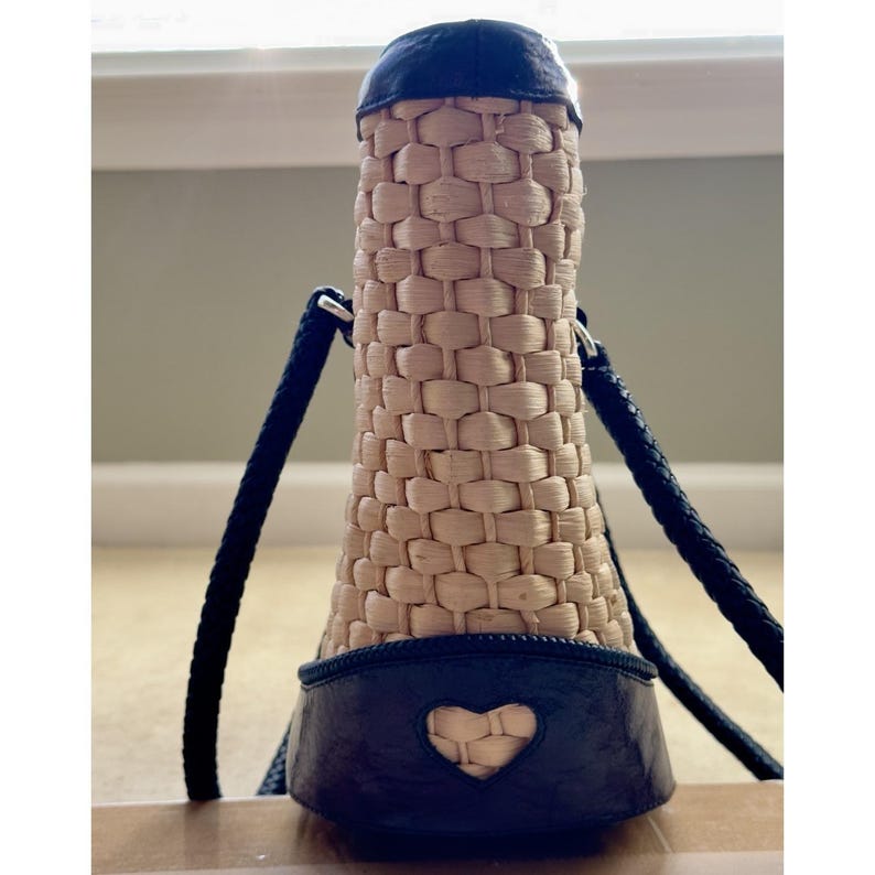 Brighton Vintage Straw Leather Tote, Floral Print Lined Purse With Dust Bag image 6