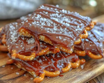 Salted Caramel Pretzel Bark with Dark Chocolate Drizzle | Sweet Salty Crunchy Treat for Dad