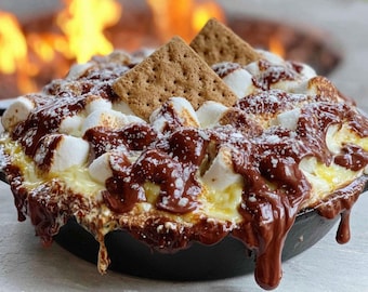 Cast Iron S'mores Dip with Toasted Marshmallows | Cozy Fireside Melty Chocolate Treat