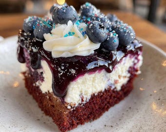 Red Velvet Patriotic Poke Cake with Blue Blueberry Glaze | Festive Fourth of July Dessert