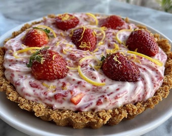 Frozen Strawberry Lemonade Pie with Graham Cracker Crust | Refreshing No-Bake Summer Dessert