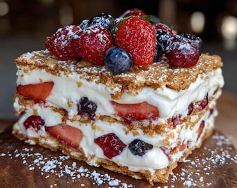 Strawberry Blueberry Icebox Cake with Cool Whip Layers | No-Bake Fruity Summer Dessert
