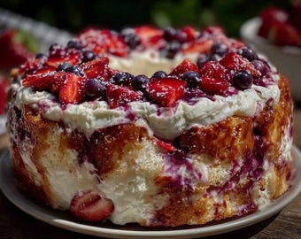 4 juli Aardbeienpudding Trifle met Angel Food Cake | Feestelijk Bessen Romig Gelaagd Dessert