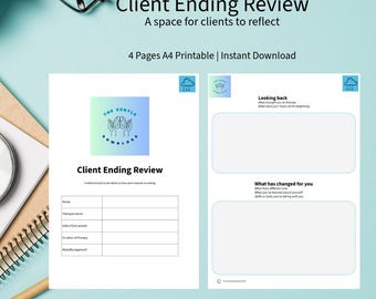 Client Ending Review Worksheet | Therapy Ending Reflection Tool | Looking Back, Strengths, Growth & Future Support