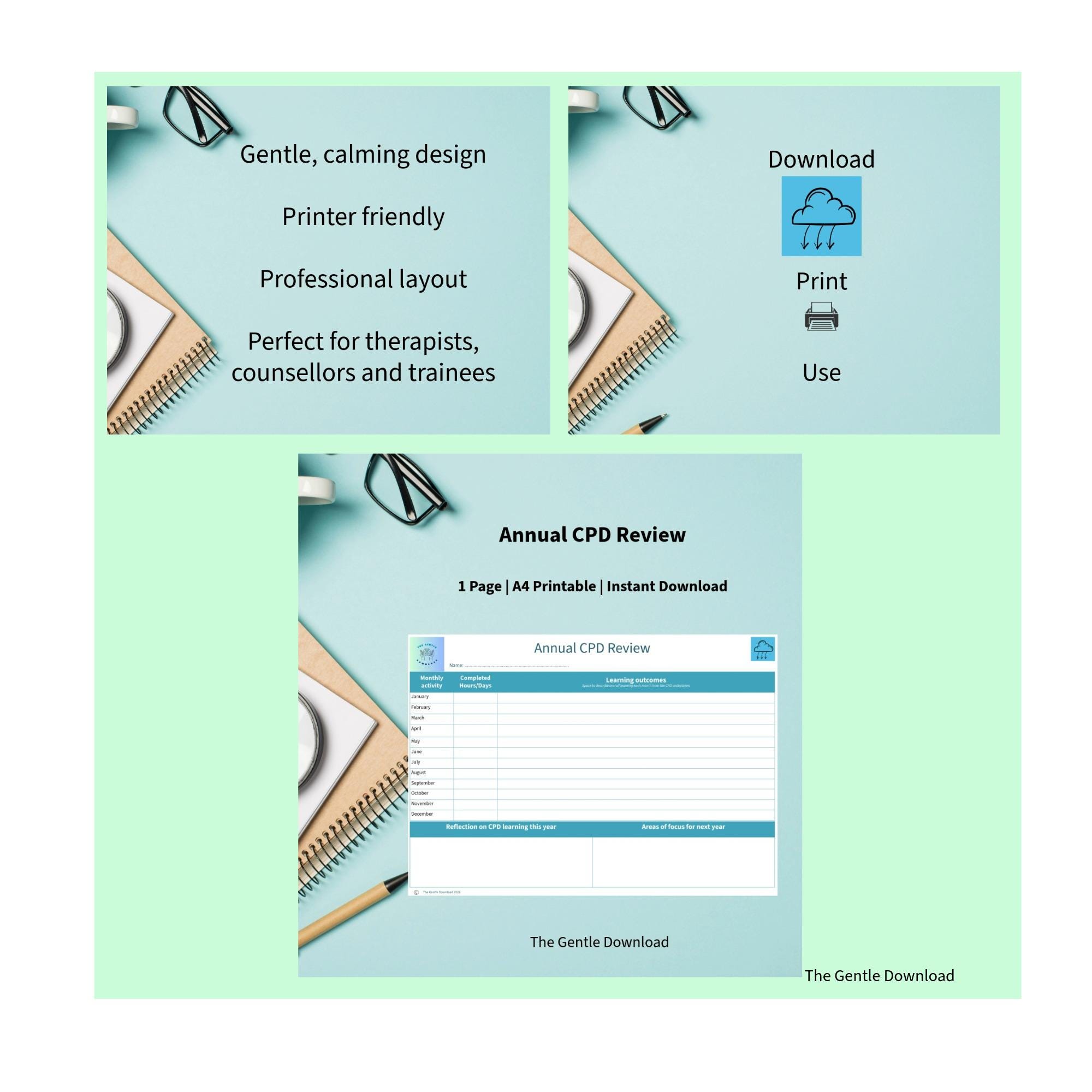 Annual CPD Review Printable | Monthly Activity, Hours Tracker, Learning ...
