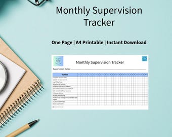 Monthly Supervision Tracker | Therapist & Counsellor Printable Log